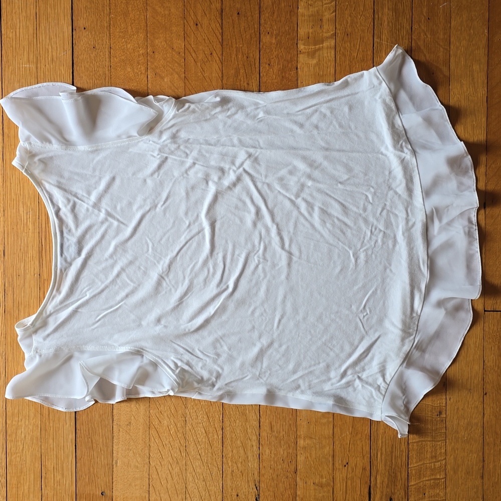 Simply Styled, Off-White, Ruffled Cap Sleeve, Scoop Neckline, Off-White Top, S - Picture 6 of 8